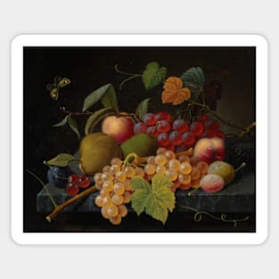 Fruit Still Life with Moth by Severin Roesen Magnet